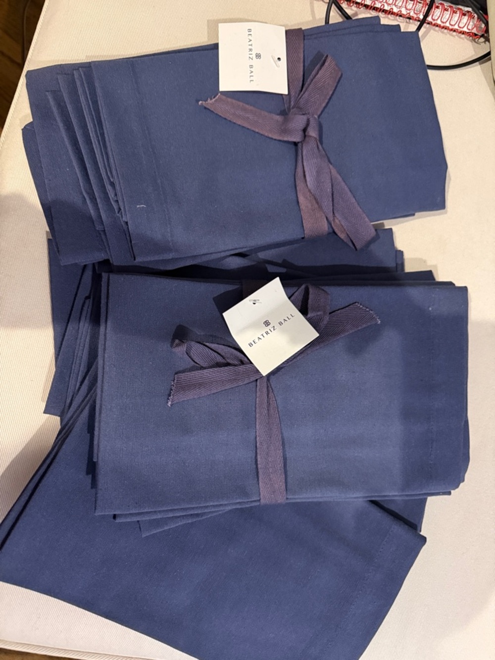 NWT 12 Beatriz Ball Navy Blue Cloth Napkins 3 sets
